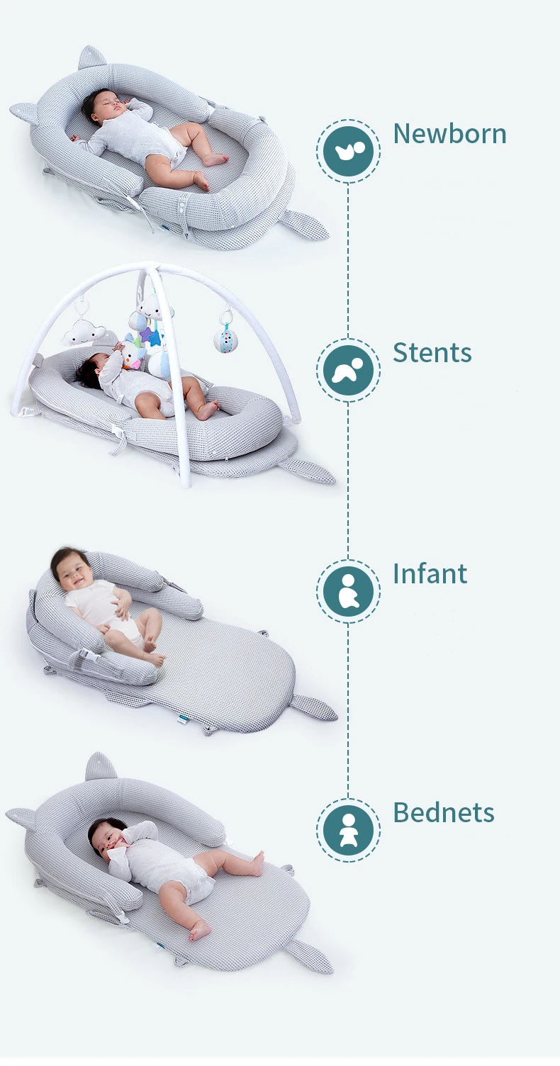 Baby Lounger Removable Slipcover Infant Nest Sleeper with mosquito net and toy rack Breathable Portable Adjustable manufacture