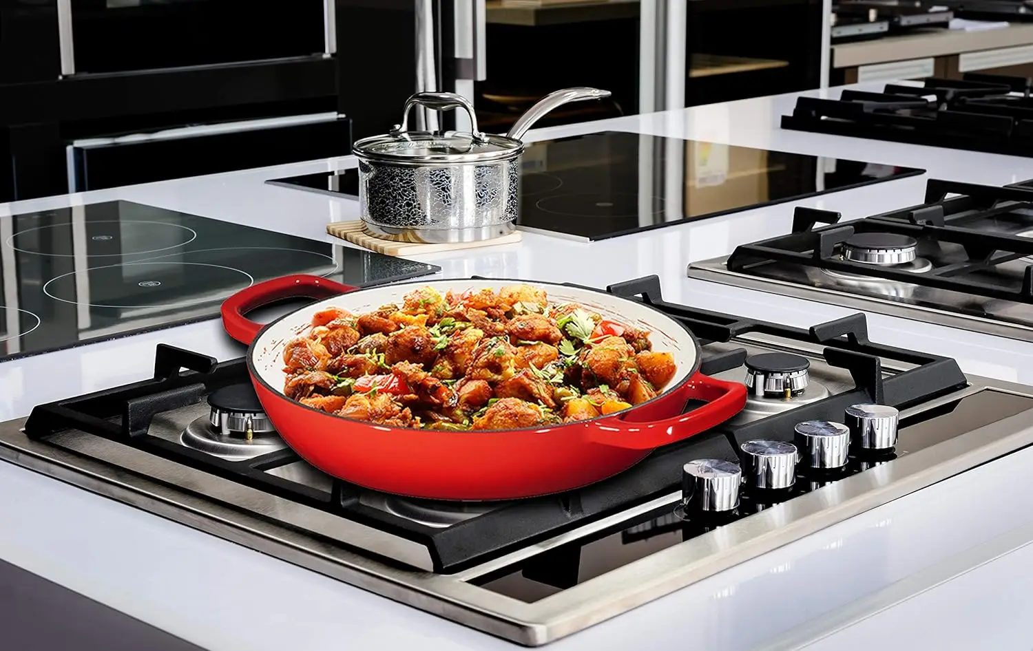 2024 New Design Enamel Cast Iron Kitchen Pots and Pans Set Cookware Set Multifunction Dutch Oven With Cover Cooking Kitchenware