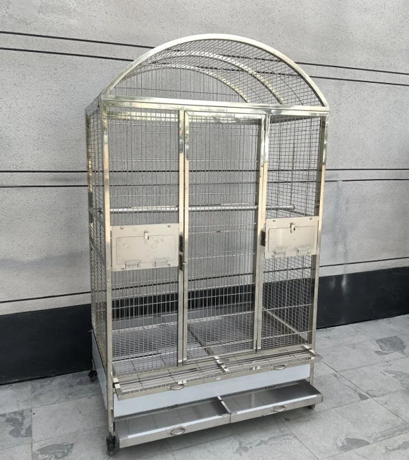 Stainless Steel Arch Roof Parrot Cage Indoor Stainless Steel Bird Kennel  Fancy Bird Cages