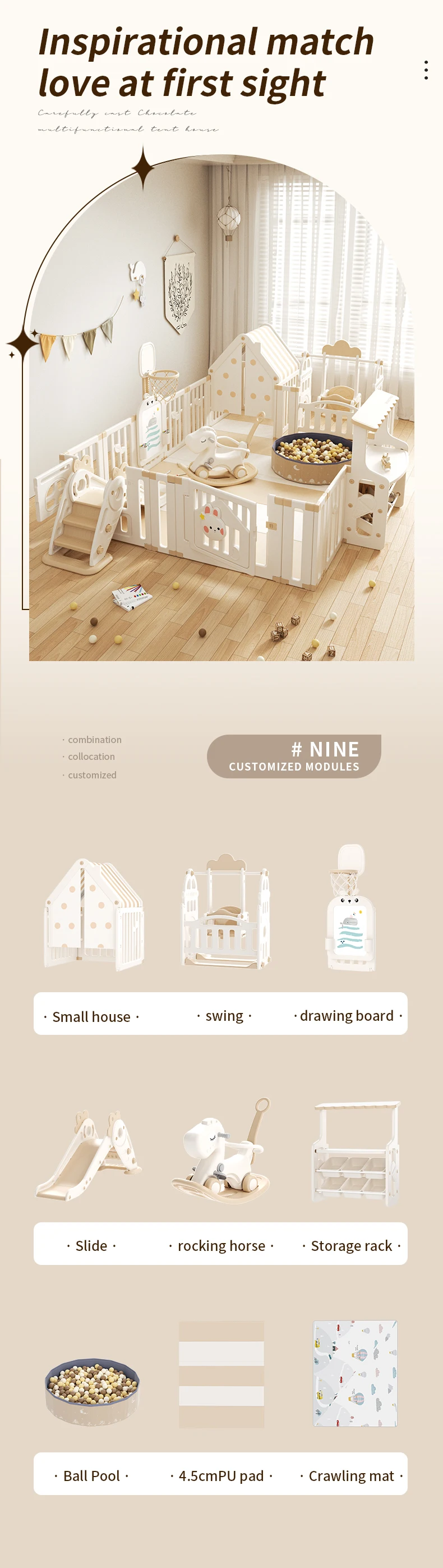 Feelkids Multifunctional Design Safety Kids Plastic Indoor Play Yard Moon Rabbit Fence Baby Playpen With House factory