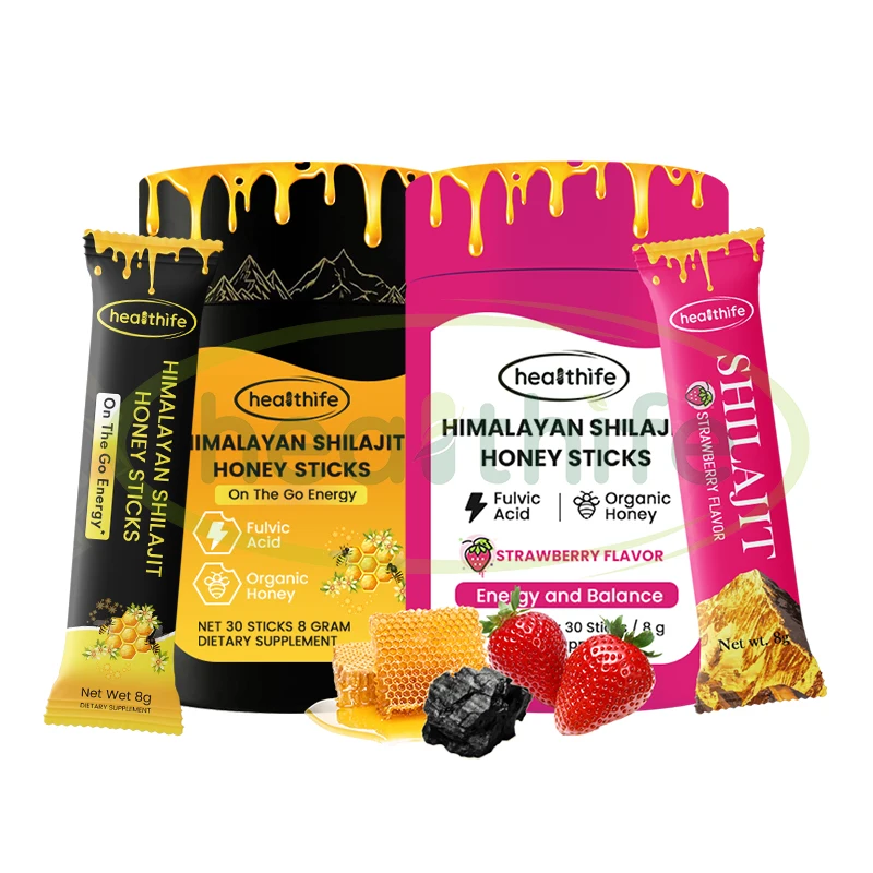 Private Label Suplements Custom Gold Shilajit Honey Sticker for Men Organic Himalayan Shilajit Honey Sticks