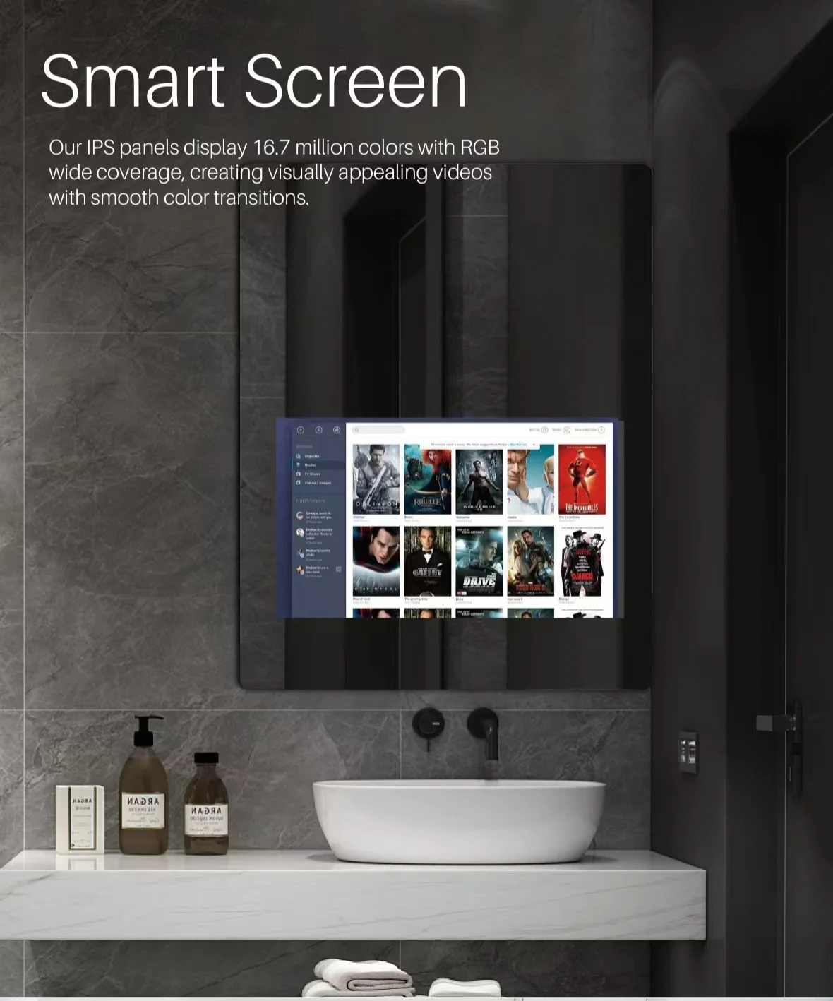 2024 New Design Bathroom Mirror Cabinet Touchscreen Android System Led ...