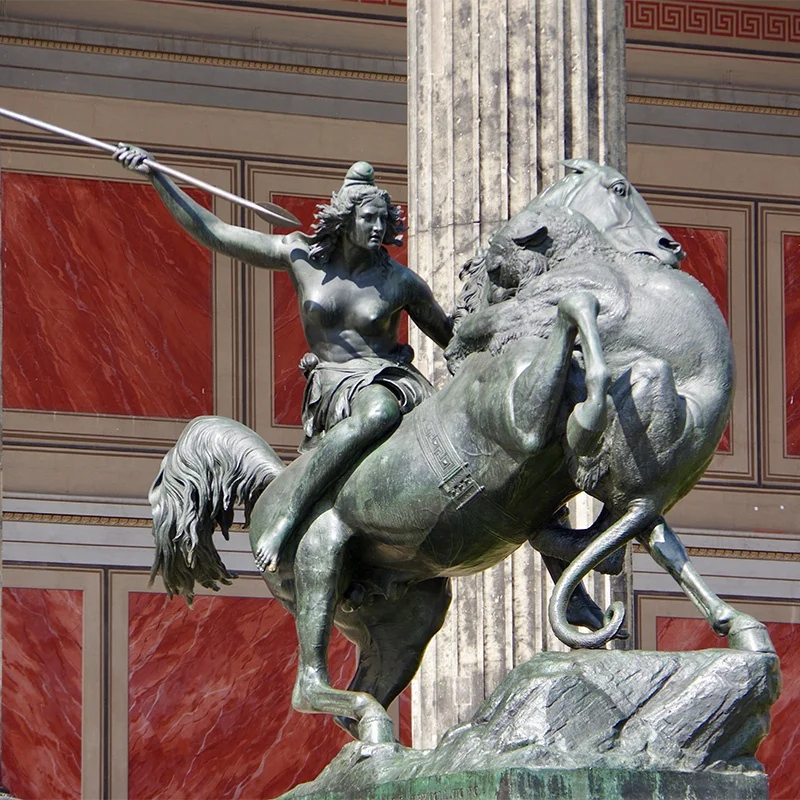 Life Size Big Horse Sculpture With Sex Girl Statue in Garden Decoration