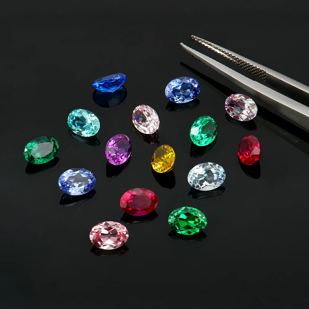 Oval Shape Lab Grown Blue Sapphire Gemstones Hydrothermal Lab Aquamarine for Jewelry Making