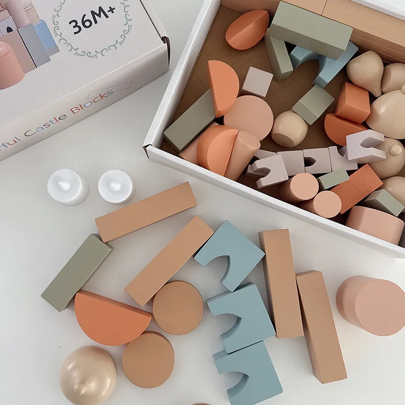 Große Partikel pädagogisches 1:8 Bausteine-Set Kinder Holzspielzeug Moschee Spielhaus Bausteinset pädagogische islamische Spielwaren