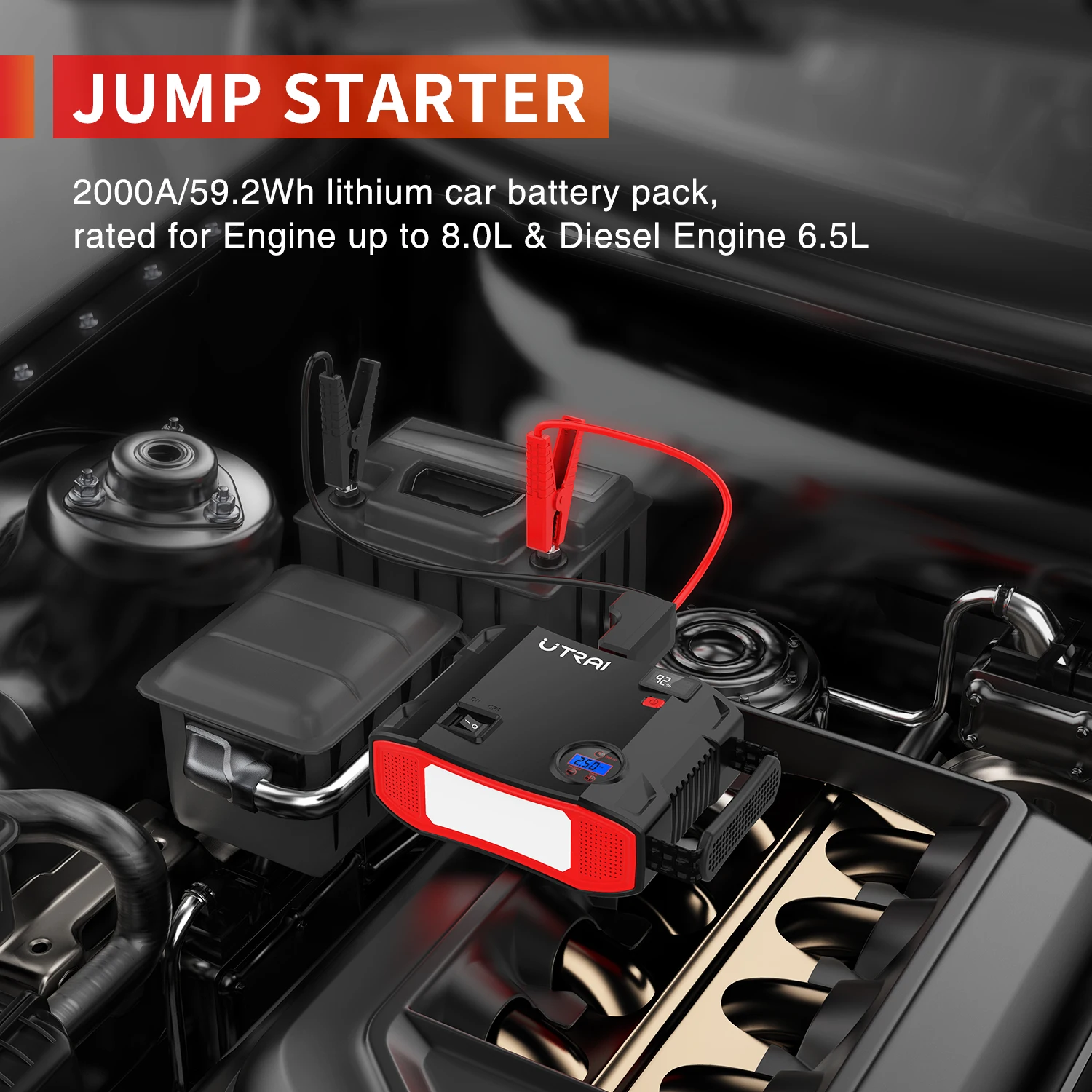 UTRAI Jstar 5 ジャンプスターター 2000A ポータブル車両用バッテリー 