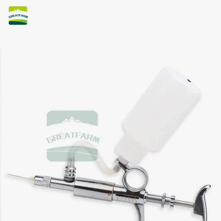 5 mL Stainless Steel Automatic Injector Syringe with Adjustable Feature Veterinary Equipment for Cattle for Retail Industries