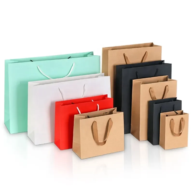 A1 Custom Logo Luxury Kraft Gift Packaging Bags Recycled Materials Custom Print Drawstring Closure-Private Label for Supermarket