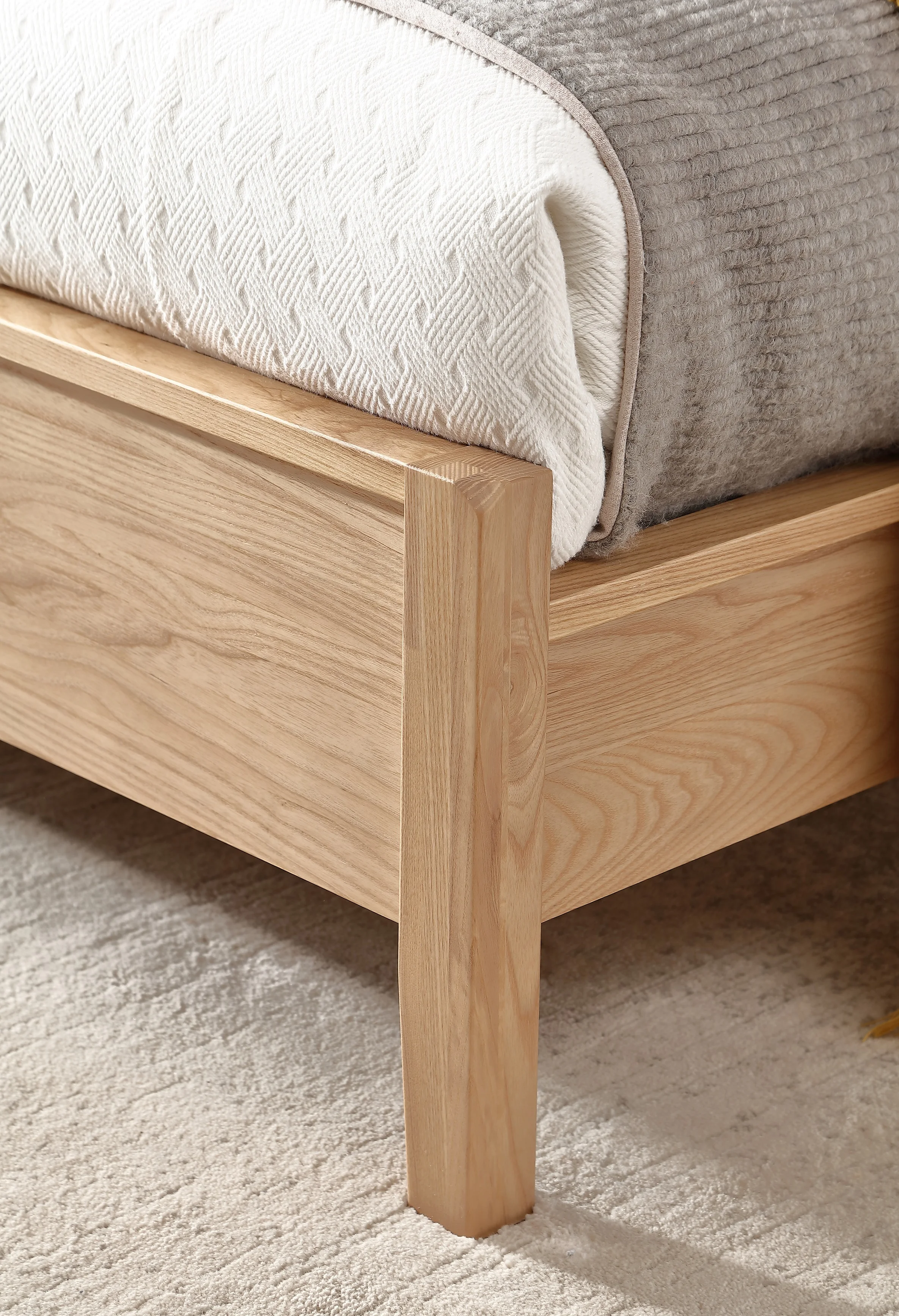 Solid Timber Ash Wood Log Natural Wood Slab Live Edge Headboard Wooden Bed Frame Platform Bed Base for Bedroom Hotels Projects