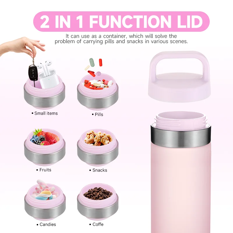 Everich 2024 Newest 600ml Plastic Bottles Bpa Free Tritan Water Bottles with Pill case