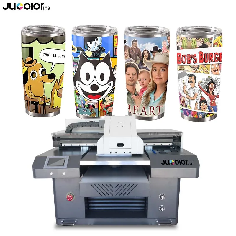 Jucolor High Speed A2 UV Printer with Embossed and Glossy Printing on Metal Wood Acrylic