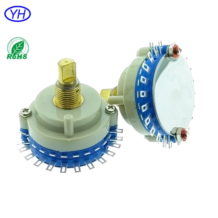 Free Samples Customized ODM OEM Metal Shaft Electrical 38mm 3 Poles 8 12 23 24 Position Rotary Switch Non Shorting