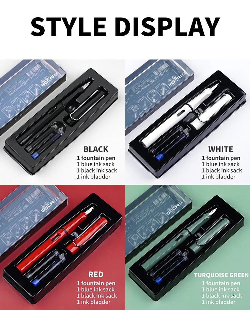 Bocai Ergonomic Fountain Pen Set - EF Nib, Stainless Steel Tip for ...