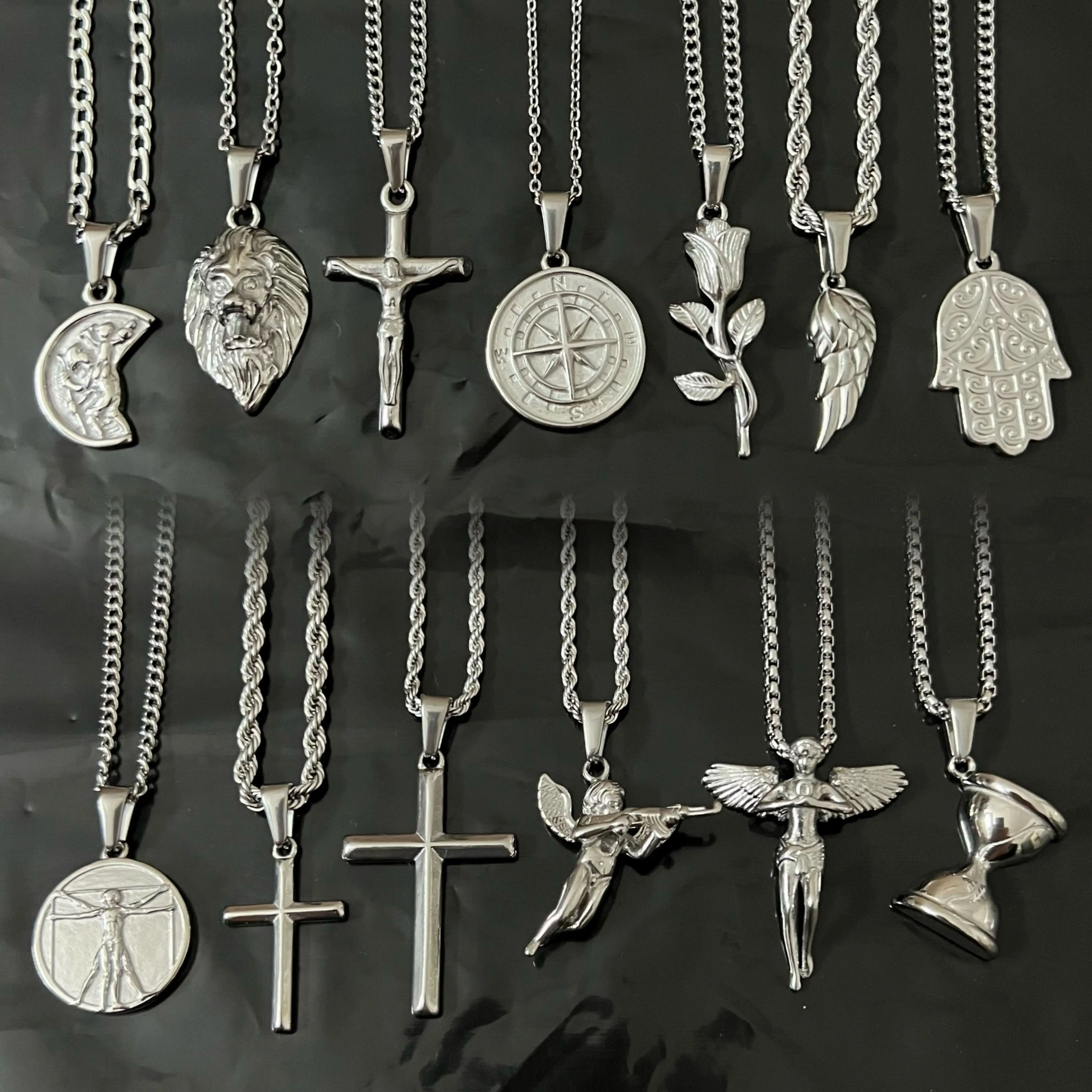 Collana Croce Uomo Acciaio Inox 5mm - Ciondolo Argento Sterling 925, Catena Cubano | 16-30 Pollici - Foto 9