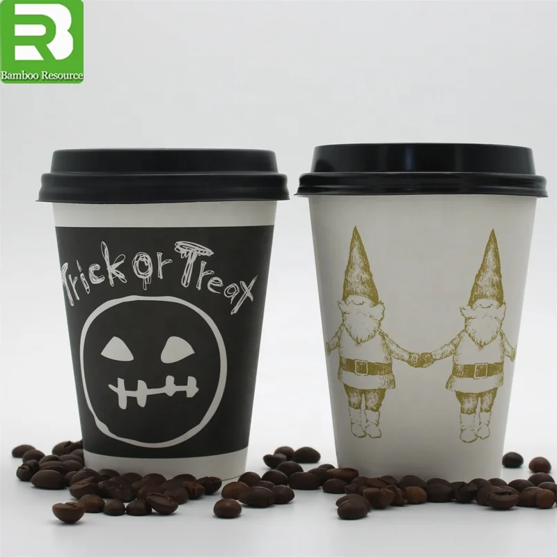 Biodegradable Eco Wheat Straw Disposable Custom Paper Coffee Cafe Design Beverage Cups to Go Cup