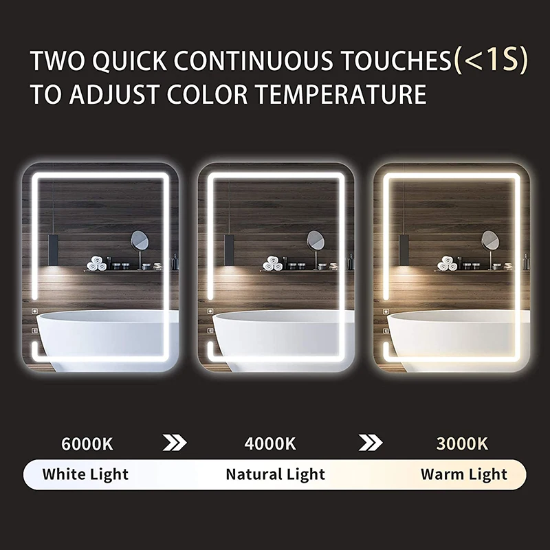 High Quality Smart Magic Touch Screen  Large Wall Mirror Modern Led  Bathroom Mirror Temp for Hotel