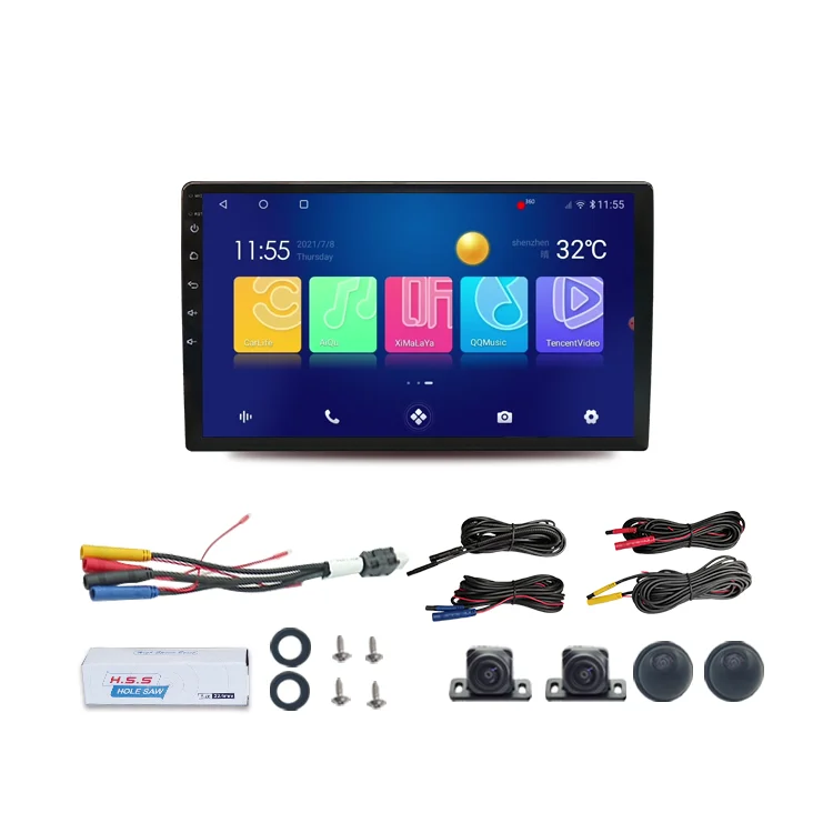 Wemaer 4+64G 9 လက်မ DPS Carplay 360 ဒီဂရီ ကားကင်မရာ HD စုံသုံးမီဒီယာ ရေဒီယို ကားနavig 3D Android DVD Player