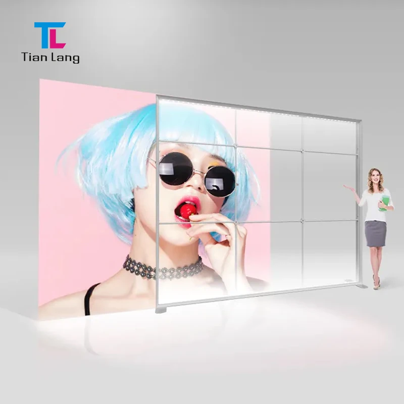 TianLang Trade Show Display Standing Advertising Textile High Bright Frameless Slim LED Fabric Light Box