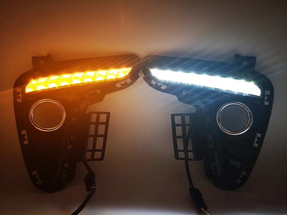 適用: 起亜 リオ K2 2017 2018 イエロー チューニング シグナル スタイル リレー 防水 ABS DRL 12V LED デイタイムランニングライト デイライト AL-HH-1511 AL 適用: 起亜 リオ K2 2017 2018 イエロー チューニング シグナル