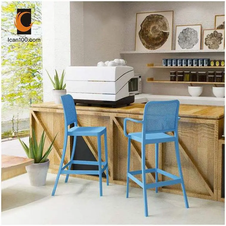 Nordic Style PP Plastic High Bar Chair Stackable Durable
