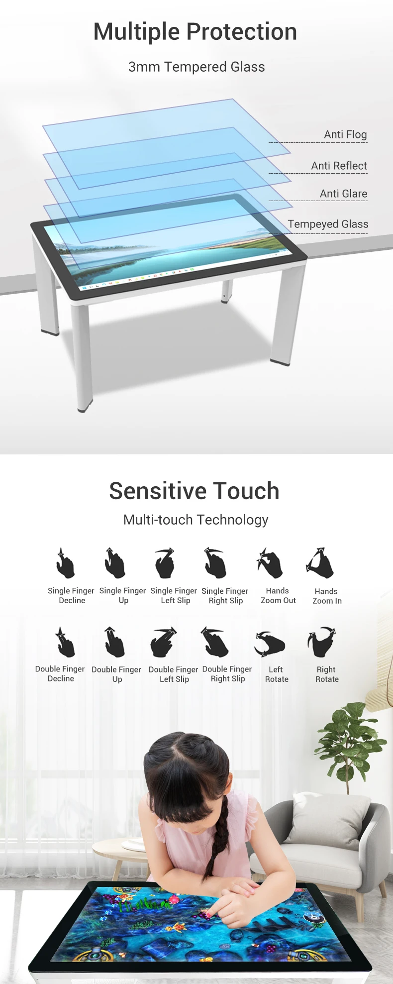 Hot Sale Touch Interactive Game Table Digital Touch Screen Game Table