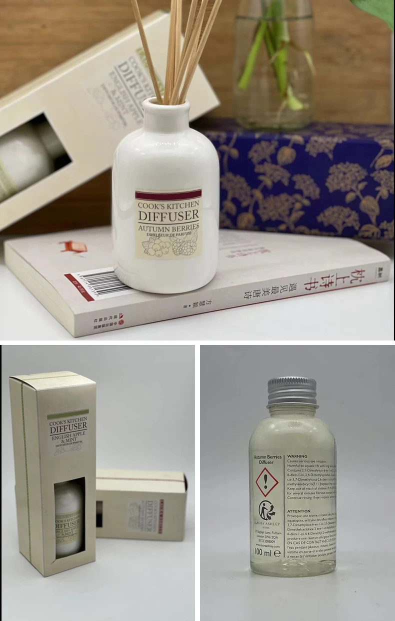 Luxury Glass Square Bottle Flameless Dried Flower Rattan Aromatherapy ...