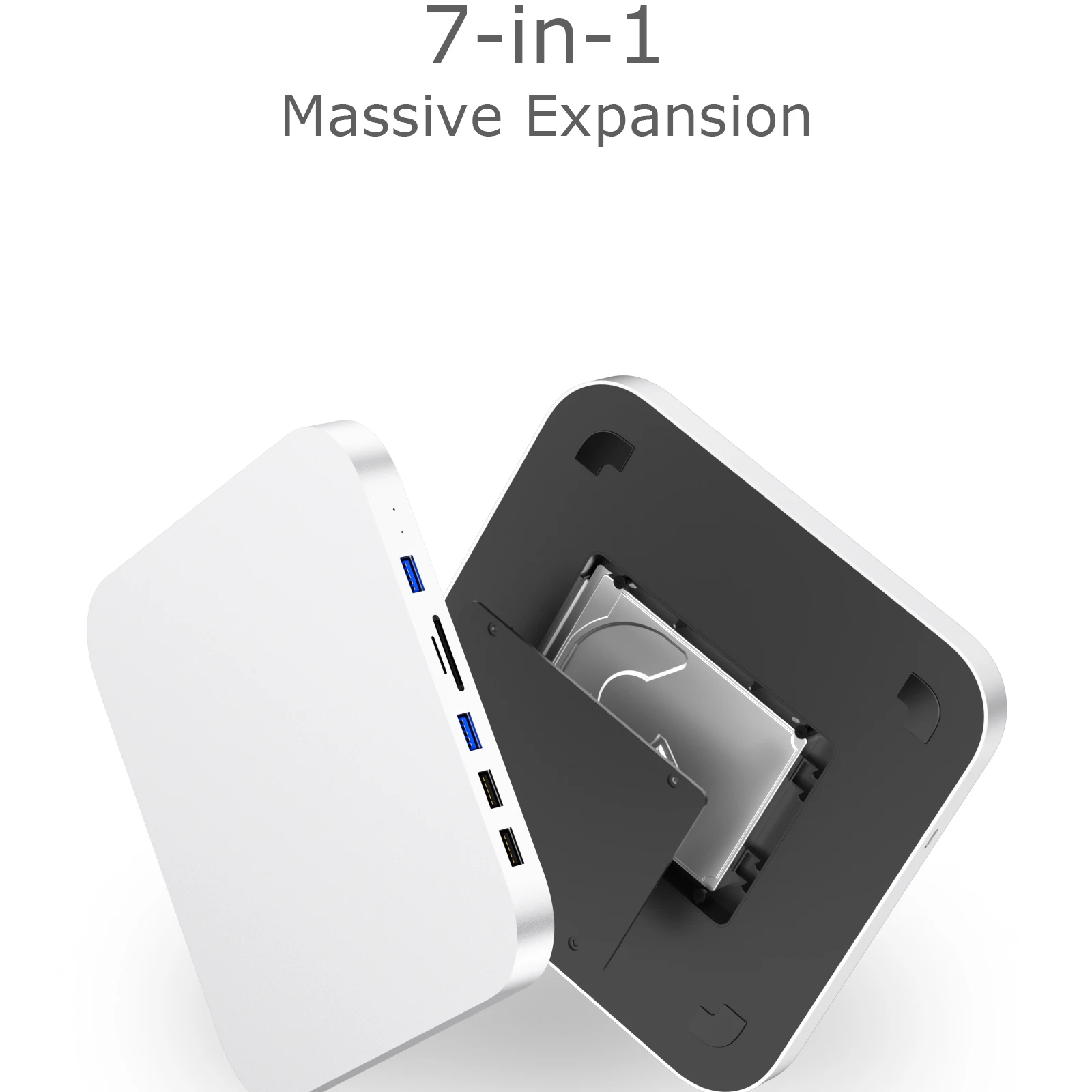 USB C Hub for Mac Mini with HDD Enclosure - 5 Ports, SD Card