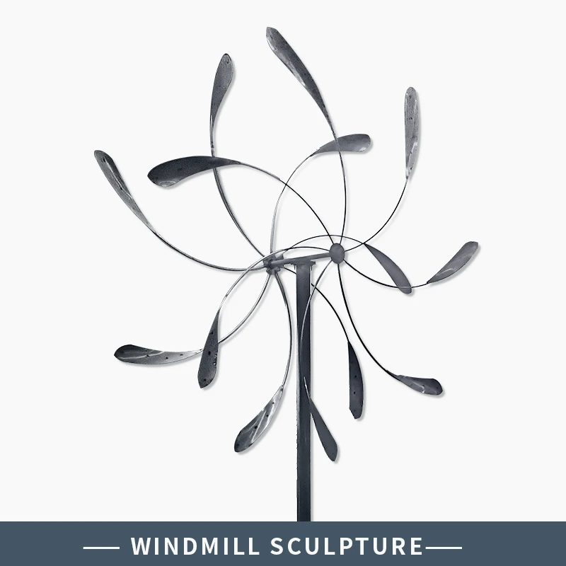 Wind Powered Sculpture Windmill Large Art Stainless Steel Outdoor Wind Metal Perpetual