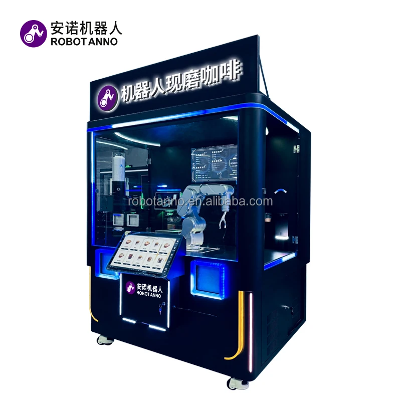 RobotAnno 6 Axis Robot Barista Coffee Machine Self Service Hot and Cold Robot Coffee Vending Machine for Shopping Mall