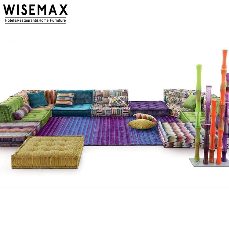 WISEMAX FURNITUREWISEMAX FURNITURE Over Size Living Room Fabric Sofa Set Sectional Floor Lazy 7seat L Shape Sofa with Ottoman