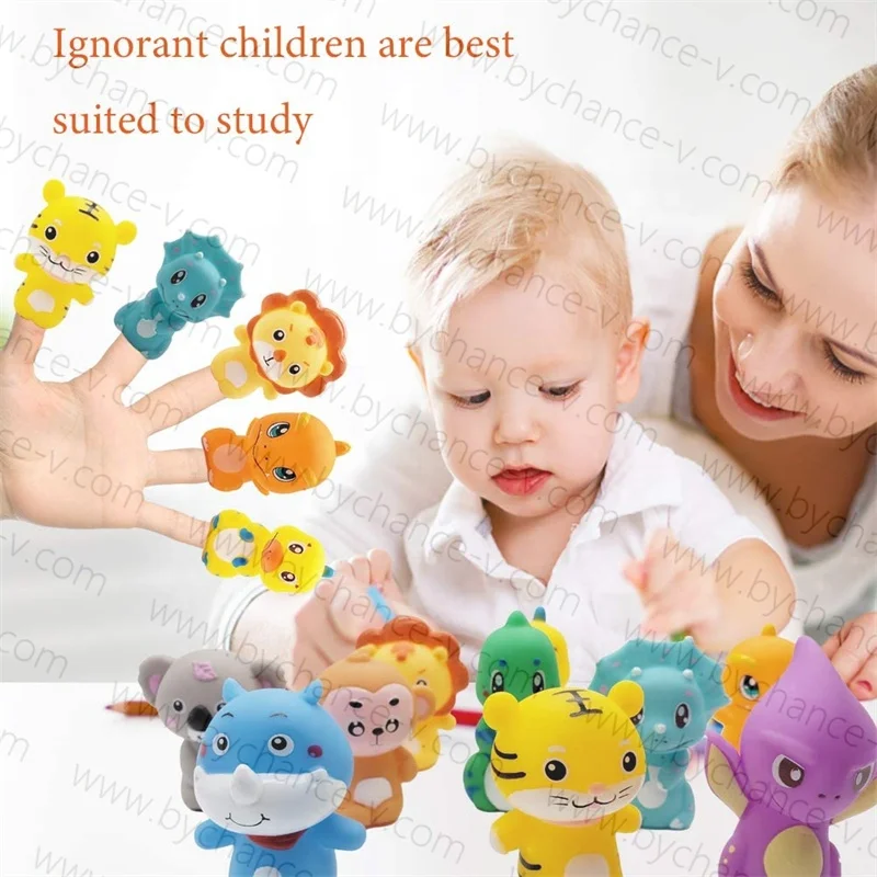 Игрушки для сна малышей пластиковые Мультяшные животные динозавры пальчиковые куклы Лидер продаж семейные игры Интерактивная игрушка родителей и