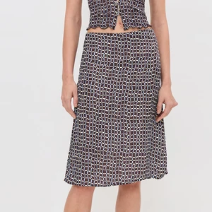 Wisrise Fashion Manufacturer Custom Chic&Daily Lightweight Brown Grid Print A-Line Midi Skirt