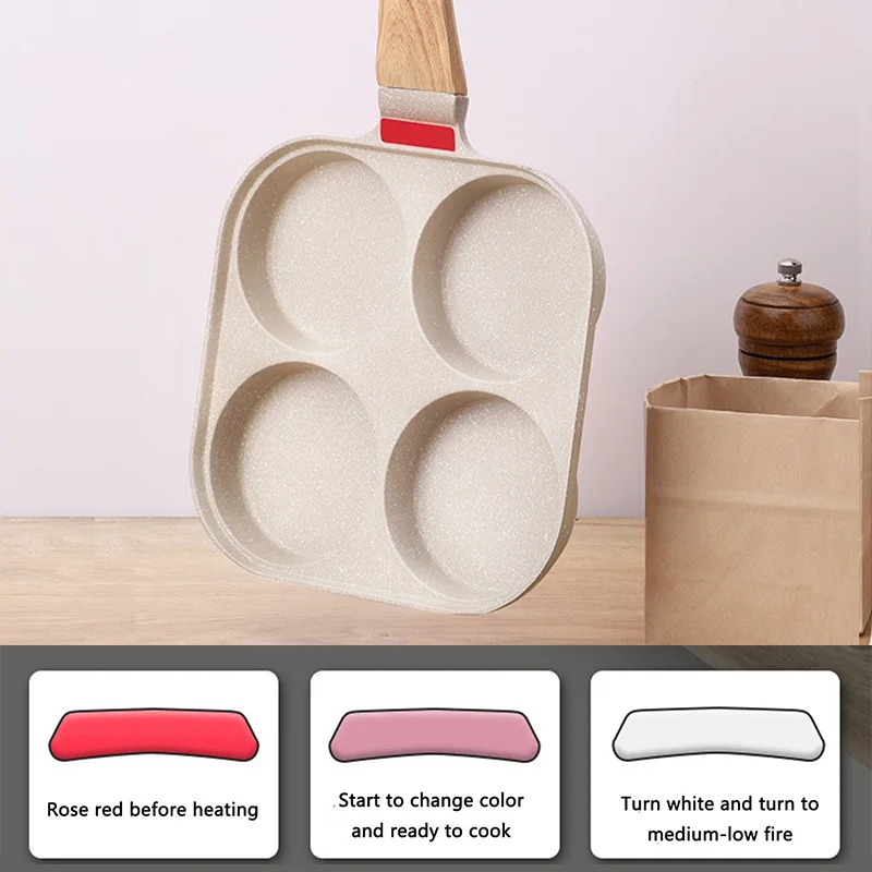 Aluminum Mini Egg Breakfast Nonstick Omelette Pan 4 Hole Square