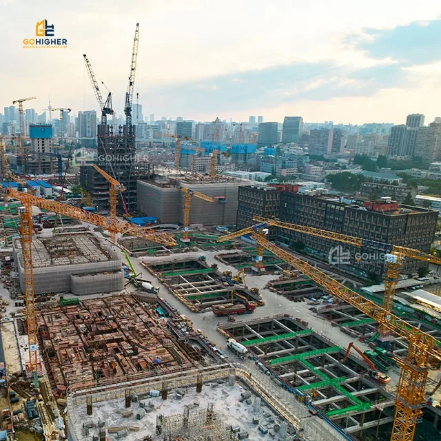 TopKit Tower Crane Qtz160 Qtz250 7030 10 Tons 70m Mast 1.2m 18 Tons Hammerhead Tower Crane for Construction Site