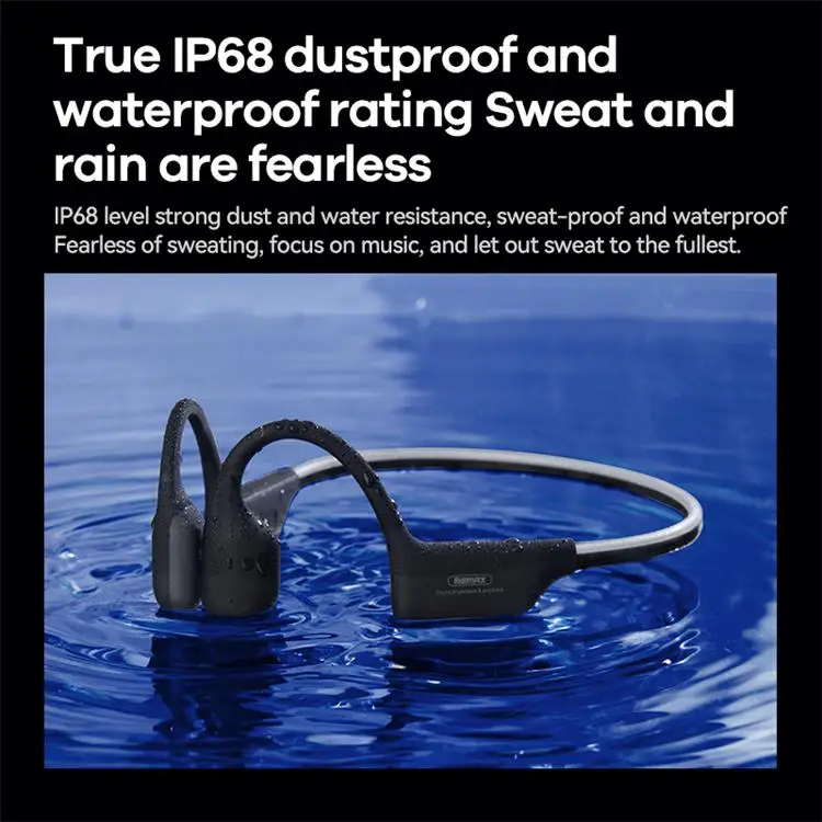 Remax Swimming Headphones Sports Earbuds Wireless Bluetooth Headset IP68  Waterproof Bone Conduction Earphones with 32G TF Card