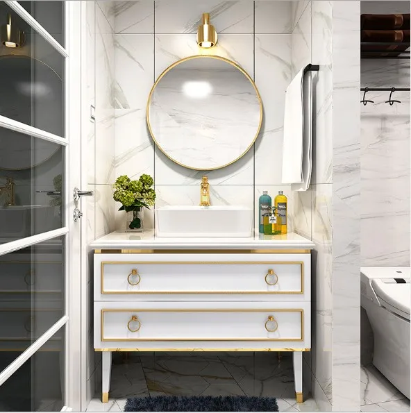 Modern European Style Water Resistant  Lacquer Painting Modern Bathroom Cabinet  Vanity