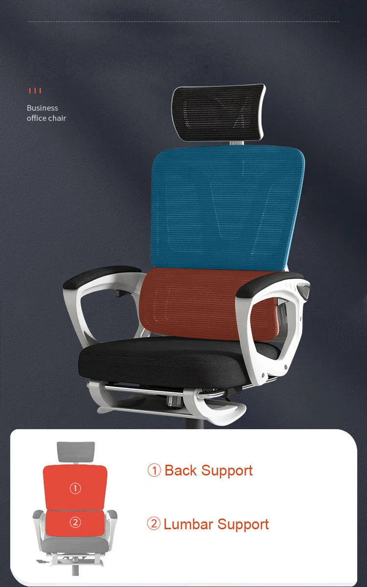 Factory Price Leisure Gaming Office Mesh Chair With Headrest and Footrest Reclining Comfortable Executive Chair