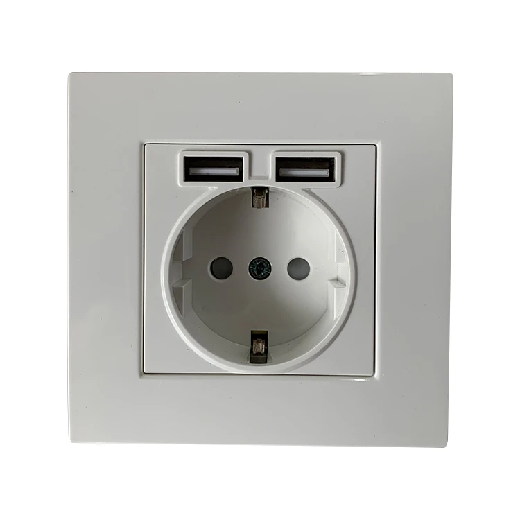 European Socket EU Standard 2pin Electrical Outlet 2USB Socket PC Germany 16A Outlet Socket for House