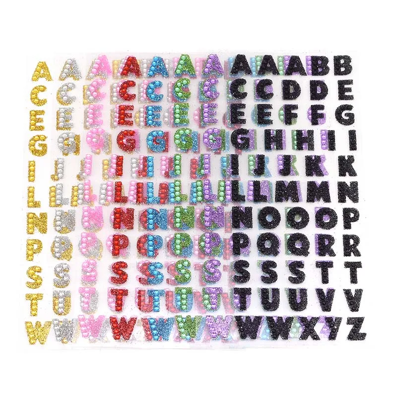 Rhinestone Letter Stickers 8 Sheets Purple Rhinestone Alphabet Stickers ...