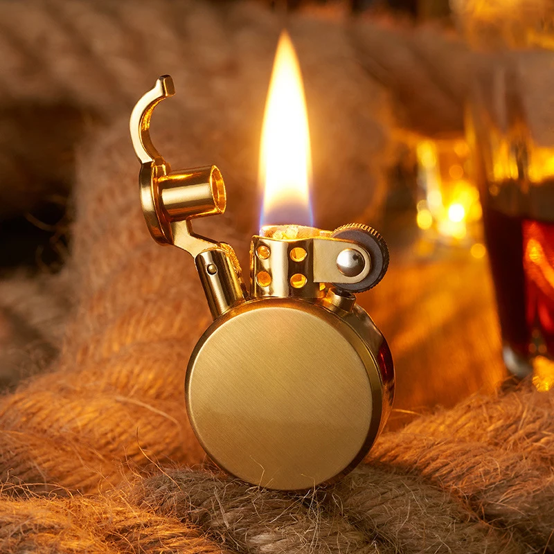 LXXYYZ Accendino a cherosene, stile vintage, ricaricabile, con serbatoio dell'olio trasparente