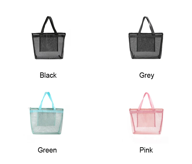 Nylon Mesh Large Tote Bag With Zipper