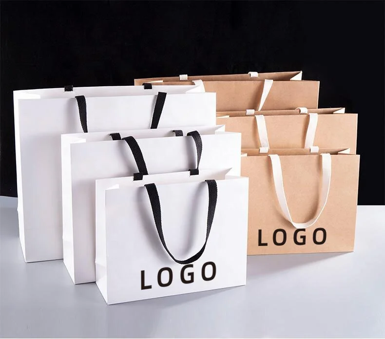 500pcs Custom Logo Luxury Paperbag Boutique Retail Clothing Packaging  Shopping Bag Gift Bag Bolsa De Papel Paper Bag With Logo