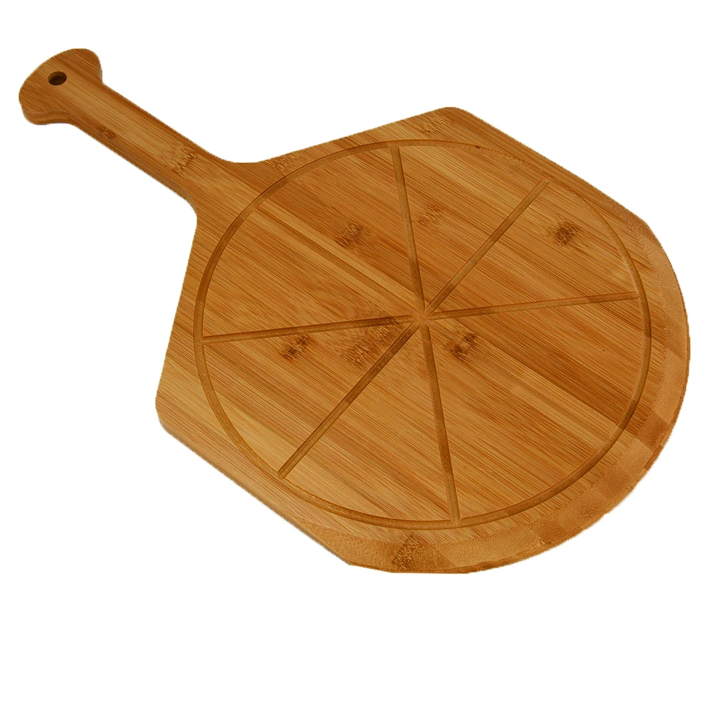 Premium Wood Pizza Peel Bamboo Pizza Serving Board With Pizza Cutter,8