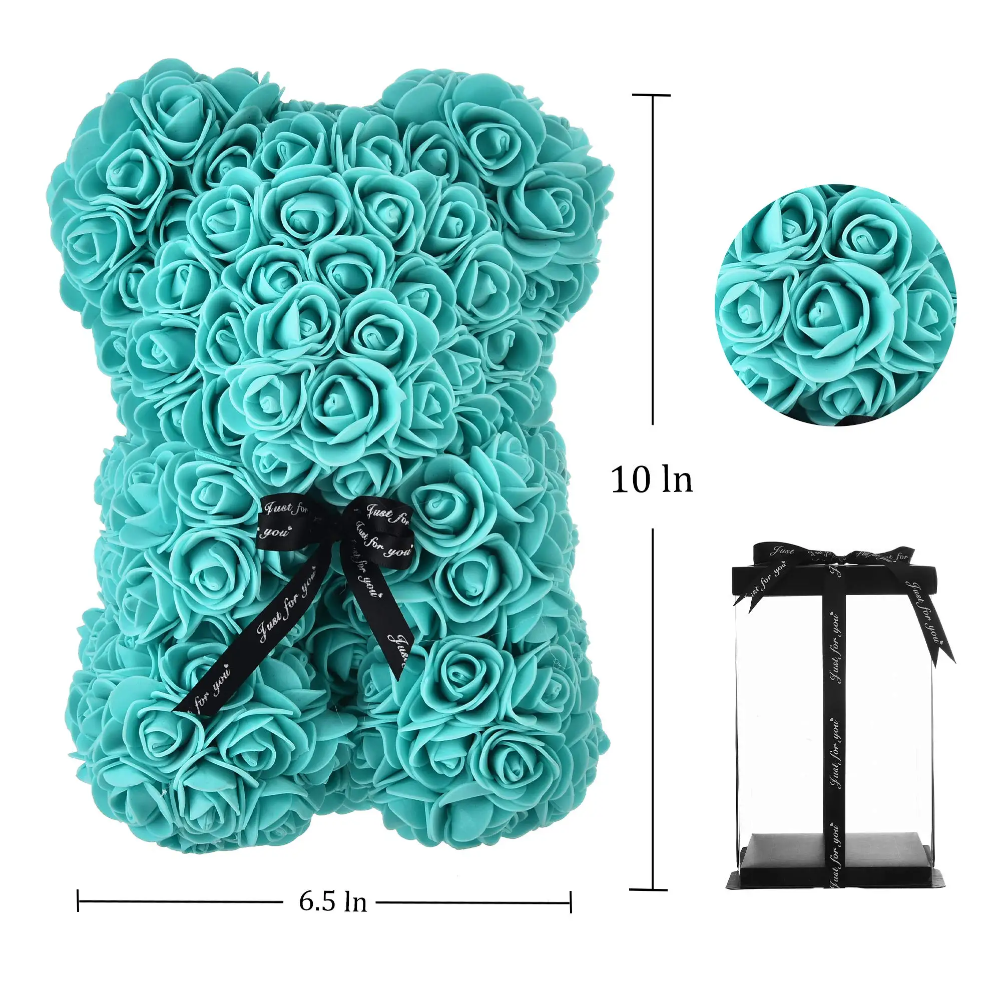 Diy 25cm Teddy Rose Bear With Box Artificial Pe Flower Roses Bear