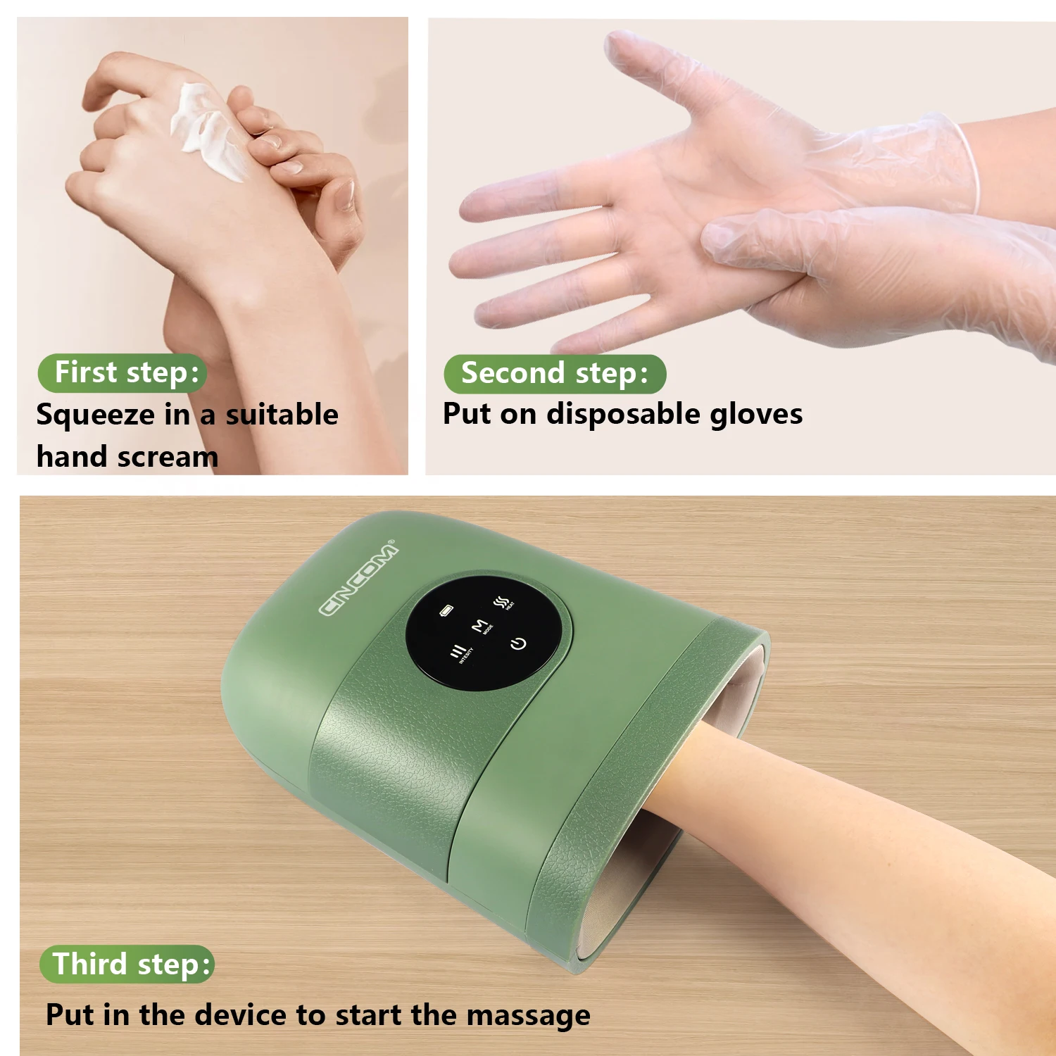 CINCOM Hand Massager - Cordless Hand Massager with Heat and Compression for