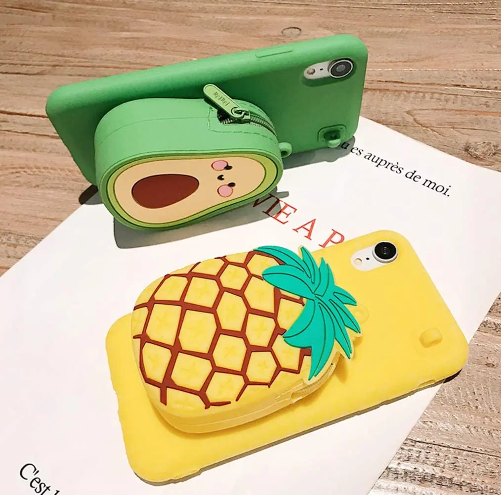 Wholesale Carton Avocado Coin Case for iPone for iPhone 11 11pro Max Designer  Phone Case Funny Silicone Soft Case for phone From m.