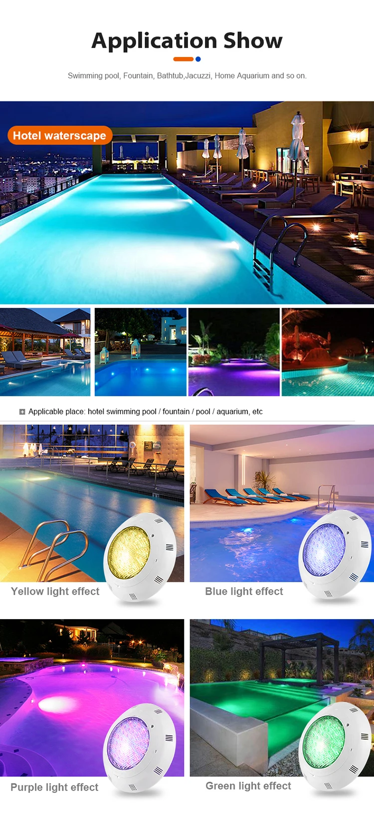 Ac 12v Pool Light Surface Mounted Abs Remote Control Led Rgb Underwater ...