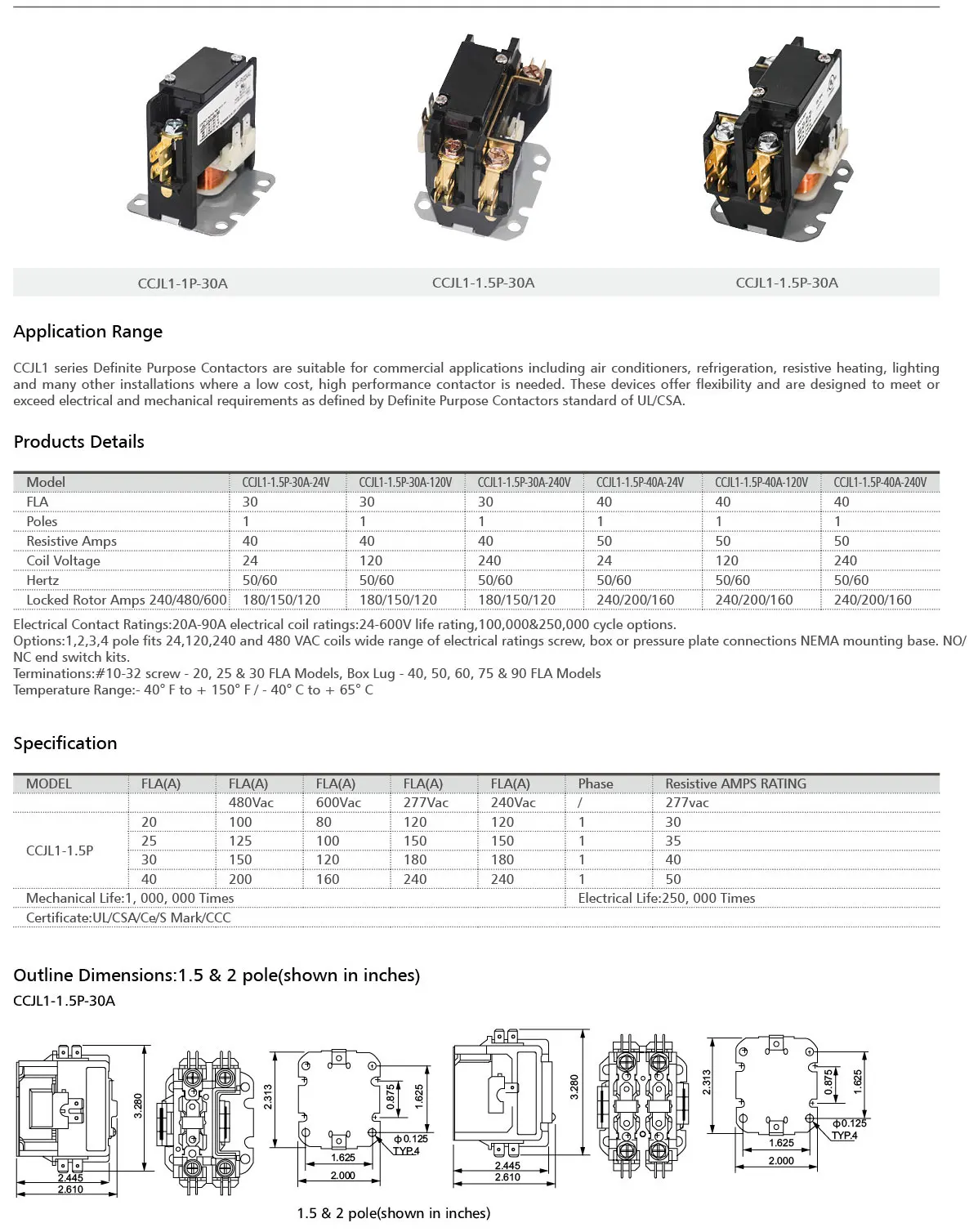 2 Pole 30 Amp 24V 120V 208V 240V 277V Air Conditioner Heat pump Refrigeration Condenser Compressor Furnas HVAC Motor Contactor