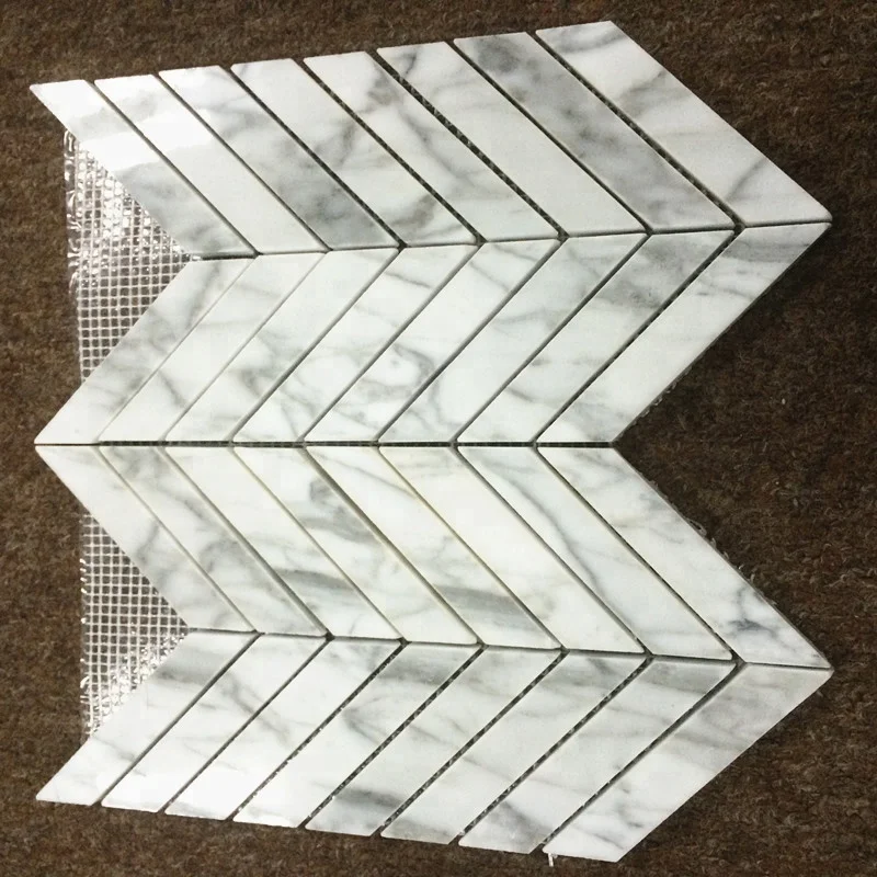 Statuario White Marble Chevron Marble Mosaic For Bathroom and Kitchen Tiles