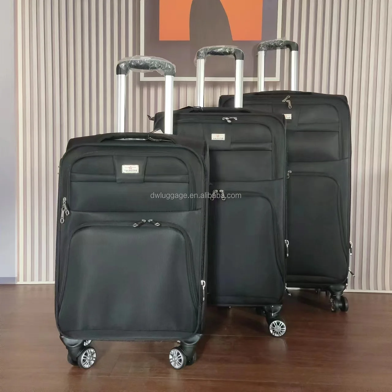 Wholesale OEM Lightweight Nylon 3pcs Luggage Set 4 Spinner 360 Degree Wheels 360 Degree Wheels Suitcase Carry Luggage Cheap